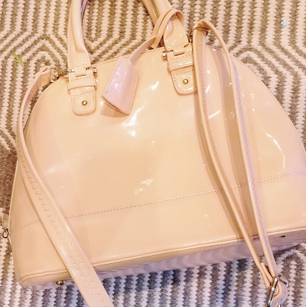 Pale pink glossy satchel/crossbody hand bag